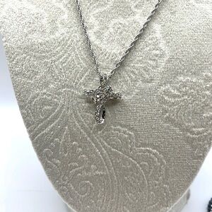 Charter Club Silver-Tone Cross CZ stones bright Religious Cross Christian